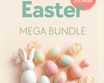 Paquete de impresión 3D de Pascua: 50 archivos STL | Conejo, huevos, flores | Conejo flexible | Decoración de Pascua | Archivos para impresión 3D