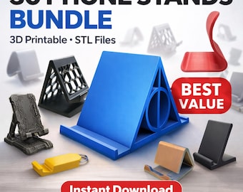 Paquete de 30 archivos STL para soportes de teléfono: archivos imprimibles en 3D para soportes de teléfono mediante impresión FDM.