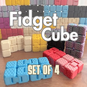 3D-gedruckte Fidget Cubes im Set – 4 Stück | Farben wählbar | Stressabbau-Spielzeug | Fidget Cube für ADHS | Geschenkset