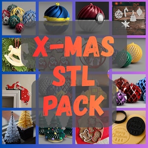 Zestaw ozdób świątecznych STL | Drukowane w 3D ozdoby świąteczne | Święty Mikołaj, bombki, Pokéball, konik na biegunach, ozdoby choinkowe | Przetestowane modele do druku