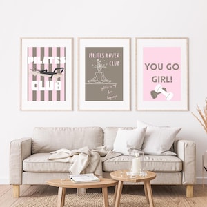 Pilates Girl Wandbild, 2018 Poster, You Go Girl & Pilates Lover Zitate, digital feminine Gym Decor, printable