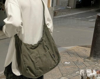 Casual Nylon Crossbody Bag, Messenger Handbag with Zipper, Lightweight Travel Bag, Multi-Color Shoulder Bag, Nylon Vintage Student Bag