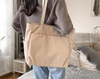 Large Nylon Tote Bag – Big Capacity, Lightweight Travel Tote, Personalized Work Bag, Shopping Bag, For Women, Durable Everyday Bag