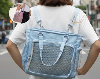 Large Multi-Way Tote Ita Bag– Custom Ita Bag, Transparent Pin Display Shoulder Bag, Travel & Everyday Bag, Nylon Backpack, Kawaii Ita Bag
