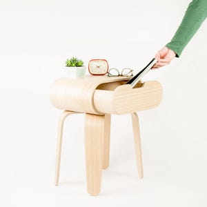 Handmade Curved Wood Nightstand with Drawer | Scandinavian Modern Bentwood Bedside Table | Minimalist Bedroom Furniture