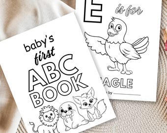 Baby's First ABC Coloring Book: Baby Shower Guest Book (PDF Download), ABC Baby Shower Coloring Book, Baby's First Alphabet Book,