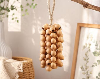 Campanas de viento de concha de fruta de mano grande de 15 pulgadas, 98 piezas hechas de fruta Kepel, voces naturales, pueden relajar la mente, decorar el patio, leyenda.