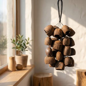 18 in Large Hand fruit shell wind chimes, 24pcs Salin Made, natural vocals, can be relax the mind, dress up the courtyard, balcony.