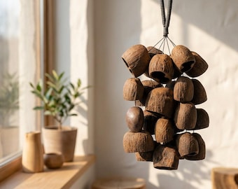 Campanas de viento de concha de fruta grandes de 18 pulgadas, 24 piezas hechas de Salin, voces naturales, pueden relajar la mente, decorar el patio, el balcón.
