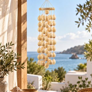 Carillon éolien de 28 pouces en coquillages de fruits, composé de 57 pièces de fruits Phoenix, aux sonorités naturelles, idéal pour se détendre, décorer une cour ou un balcon.