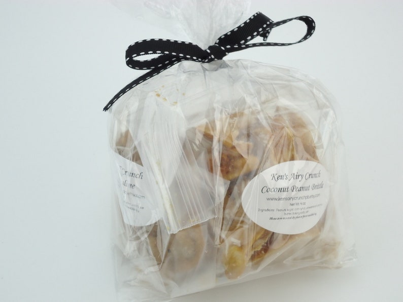 Peanut Brittle en Praline GEASSORTEERDE Set VOORBEELDzakjes Ken's Airy Crunch Homemade Candy Bag afbeelding 2