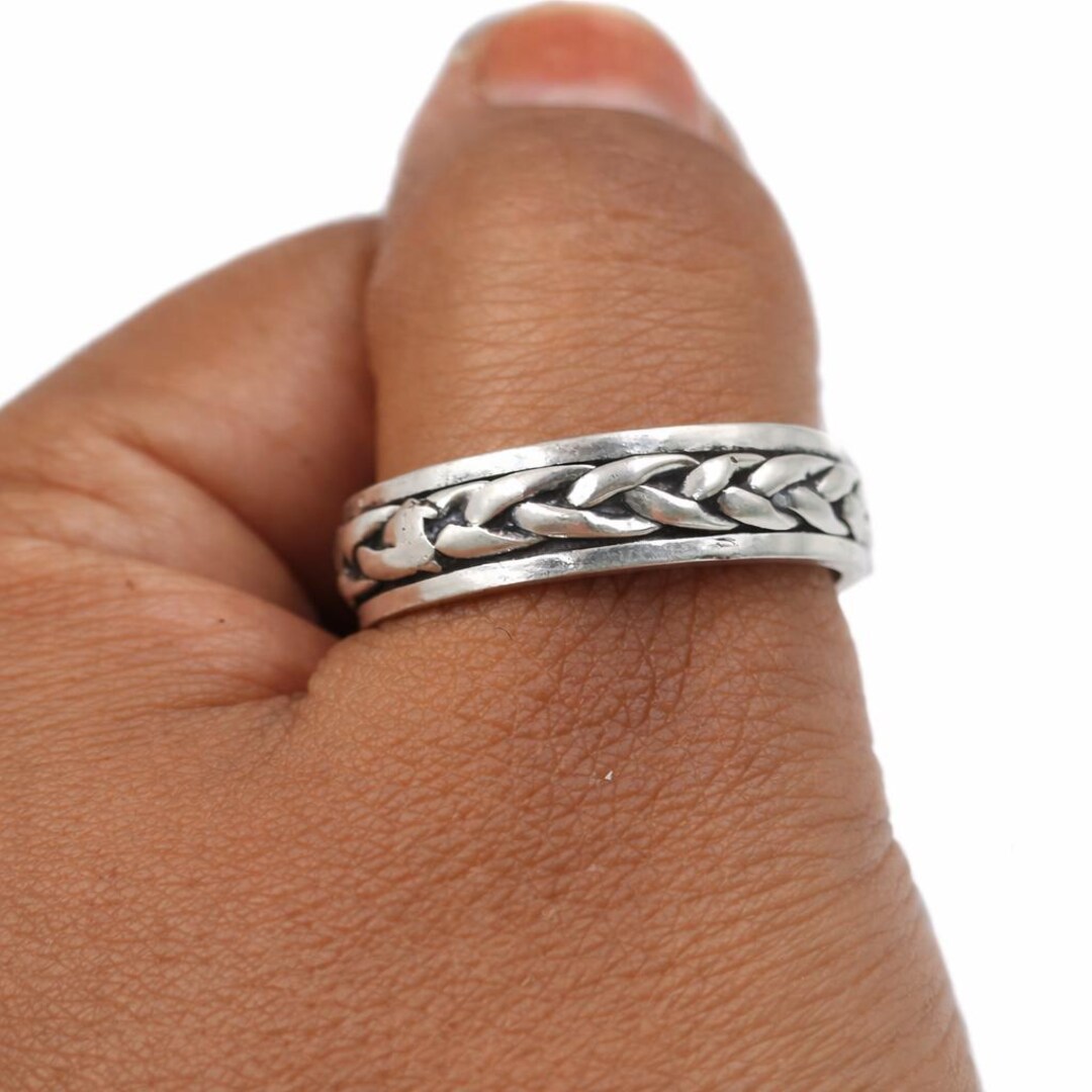 Turnt Silver Rings 925 Sterling Silver Spinner Ring, Twisted Band, Thumb Ring, Minimalist ...