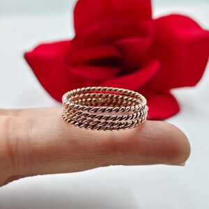 SolidSet of 6 Handmade Stacking Rings 100% Pure Copper Bands Twisted Wire Minimalist Gifts