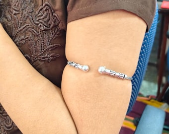 Silver Plated Upper Arm Cuff, Adjustable Boho Bracelet, Tribal Armlet , Minimalist Festival Indian WomanJewelry