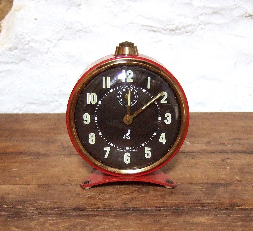Vintage French Alarm Clock French Jaz Red Etsy