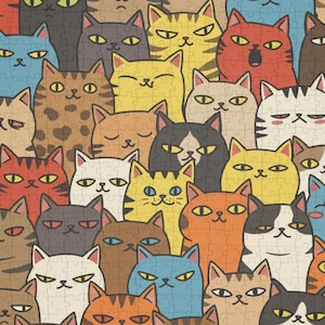 Cute Cat Puzzle 96 252 500 1000 Pieces Colorful Funny Kitty Faces Jigsaw for Adults Kids Cat Lovers Gift Whimsical Animal Art Toy