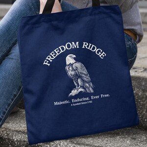 Bald Eagle Tote Bag American Symbol Since 1782 Vintage Freedom Ridge Canvas Bag USA Patriotic Gift Wildlife Bird Eco Shopper