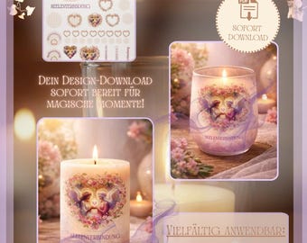 Kerzentattoo - Seelenverbindung - DIY  Kerzen Design zum Ausdrucken - Wasserschiebefolie Vorlage - Digitaler Download - Spirituelle Deko