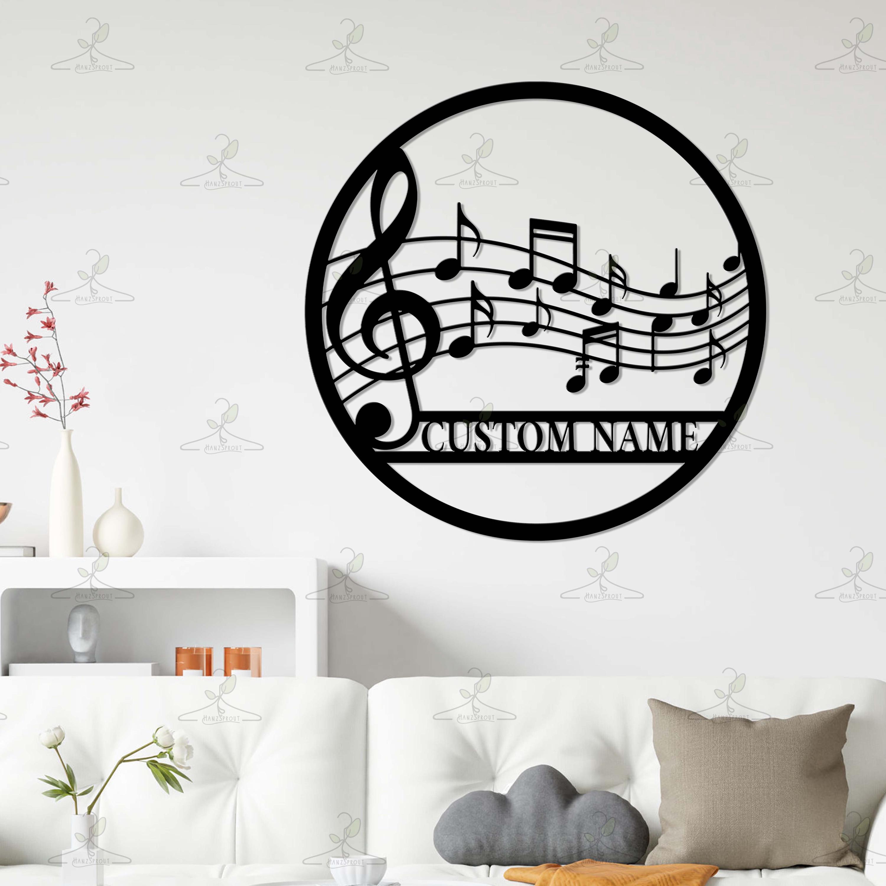 Personalized Music Note LED Metal Sign, Custom Name Treble Clef Art ...
