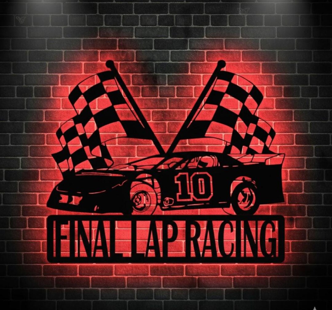 Custom Auto Racing LED Light Sign, Personalized Racing Fan Gift, Race ...