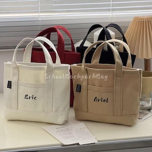 Customized Casual Mini Tote Canvas Handheld Bag Simple and Versatile Phone Bag Small Makeup Bag Christmas Gift