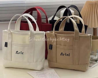 Mini bolsa de lona personalizável: bolsa bordada para celular e maquiagem