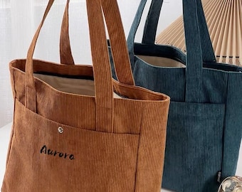 Bolso tote de pana, mochila escolar con bolsillos, bolso hobo informal, bolso de compras bordado personalizado, bolso cruzado de viaje, bolso tote para el día a día, regalos para ella