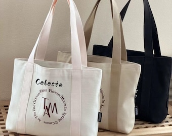 Customizable Canvas Tote Bag: Embroidered Initial Commuter Bag