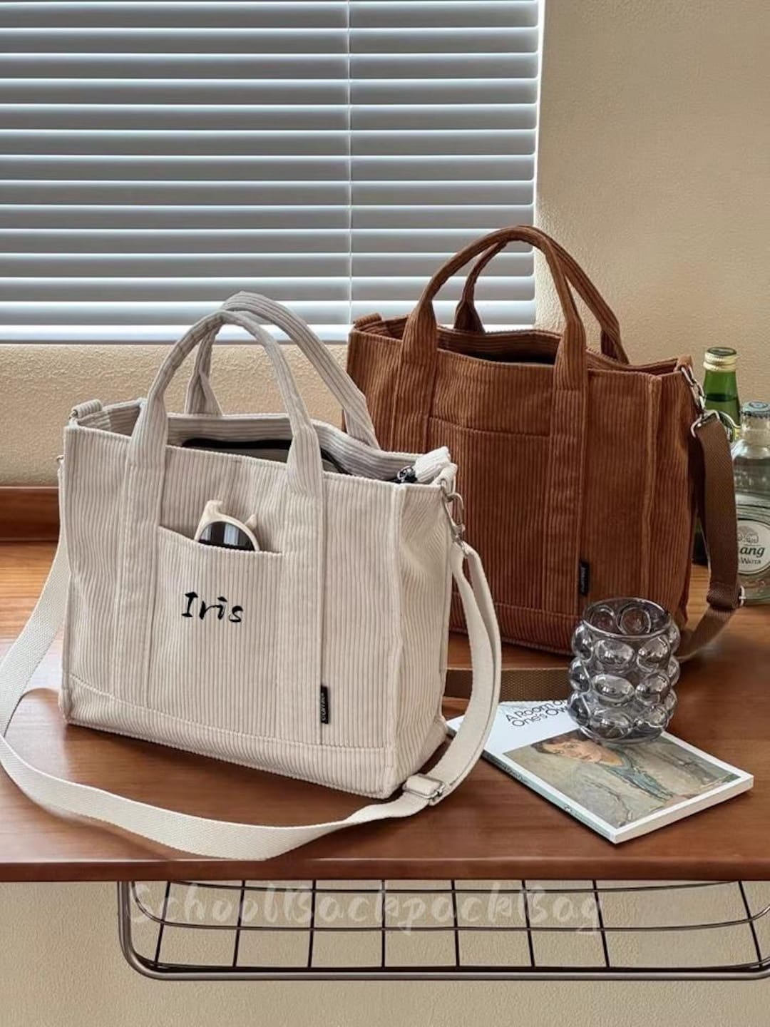 elu Fleur tote square small Corduroy Corduroy Exterior Small Bags