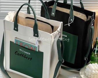 Custom Canvas Crossbody Bag: Personalized Laptop Tote, Adjustable Strap