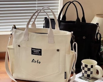 Custom Embroidered Canvas Crossbody Bag: Thick Cotton, Adjustable Strap