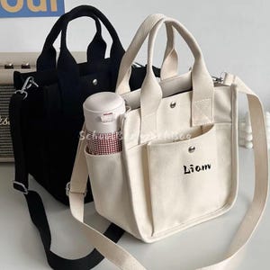 Customized 3D Multi Pocket Canvas Tote Small Crossbody Bag, Casual Crossbody Small Bag, Mini Shoulder Canvas Bag, Lunch Box Bag,Gift for Her
