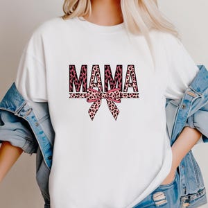 Mama T-Shirt: Pink Leopard Print, Trendy Mom Tee
