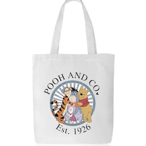 Winnie the Pooh Tote Bag: White Cotton Canvas Shopper
