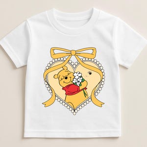 Bonita camiseta infantil de Winnie the Pooh – Camiseta blanca para bebés y niños – Camiseta con personaje de dibujos animados – Regalo clásico del oso Pooh – Suave y cómoda