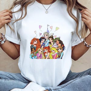 Disney Princess T-Shirt – Cute White Tee for Women & Girls, Magical Princess Graphic Shirt, Fairytale Outfit Gift
