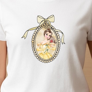 Women&#39;s White Belle T-Shirt | Disney Princess Shirt | Beauty and the Beast Tee