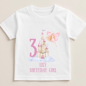 Personalised Birthday T-Shirt for Girls | Fairy Princess Shirt | Custom Name Tee | Birthday Outfit for Kids | Princess Birthday Gift