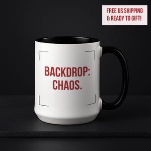 Funny Nuke Compositor Gift, Node Graph Humor, VFX Organization Cup, Fusion Artist, Backdrop: Chaos 15oz Accent Mug, Black Handle