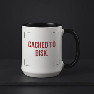 Funny VFX Artist Gift, Houdini Simulator Cup, Large Double Sided Tech Mug, Cached To Disk 15oz Accent Mug, Black Handle