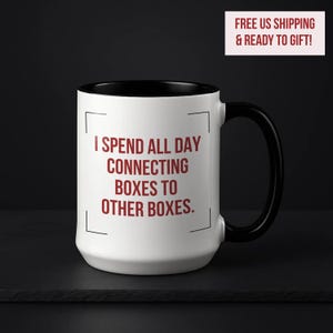Funny VFX Artist Gift, Nuke Compositor Cup, Houdini Node Graph Humor, Visual Scripting, Connecting Boxes To Other Boxes 15oz Accent Mug