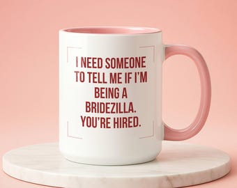 Funny Maid of Honor Cup, Will You Be My Bridesmaid, Bridezilla Joke Wedding Party Present, Bridesmaid Proposal Gift Mug 15oz Black Accent