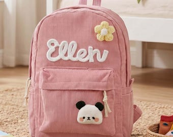 Custom Corduroy Toddler Backpack, Personalized Name Daycare Bag, Back to School Gift