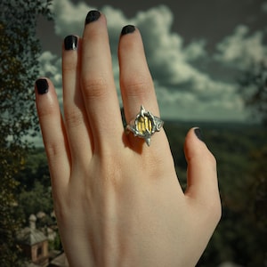 Labradorit Statement Ring: Weich gelötet Y2K Grunge Statement Ring