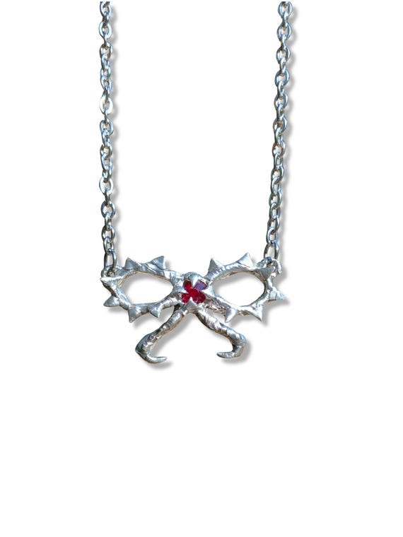 Red Grunge Necklace - Etsy 【chainmail】red stone necklace grunge 