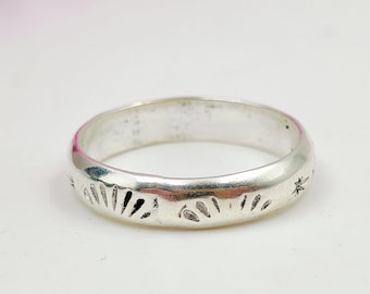 Sterlingzilveren Navajo-ring handgemaakte Southwestern Starburst-band uniek inheemse vintage cadeau