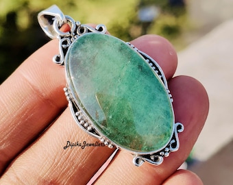 Natürlicher Oval grüner Aventurin Anhänger, 925 Silber Sterling Anhänger, handgemachte Anhänger, Geschenke für sie ..