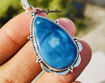 スターリングシルバーとインディアンブルーオパールペンダント 12.2g