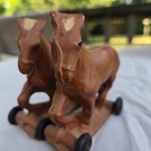 Original toy pair of draft horses by the Auburn Rubber Company of Auburn, Indiana