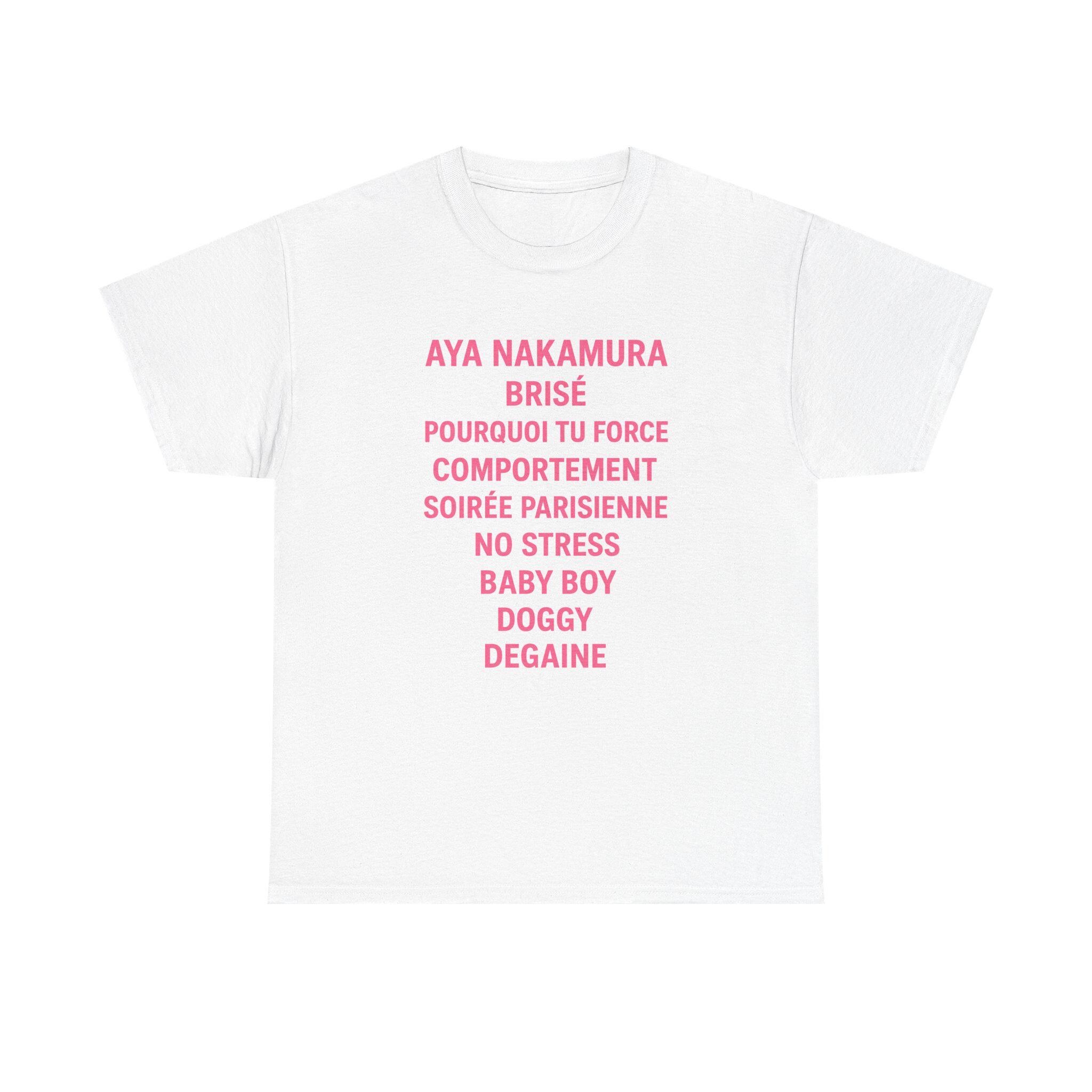 T-shirt Personnalisé Aya Nakamura – 100% Coton, Flocage Français | Cadeau Fan, Fête, Anniversaire, Blanc 2XL